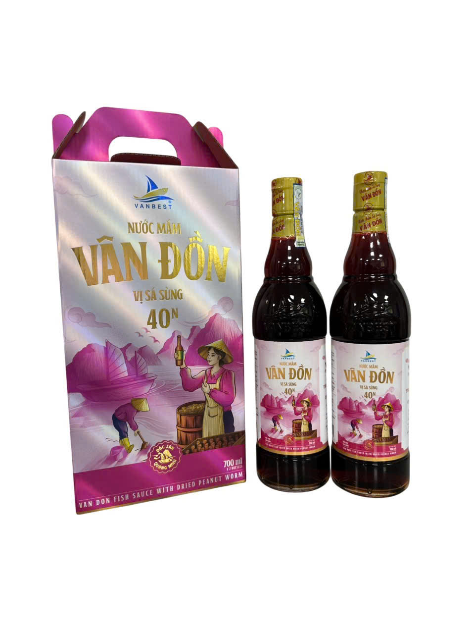 Nước mắm Vân Đồn vị sá sùng 40N ( Hộp 2 chai 700ml)