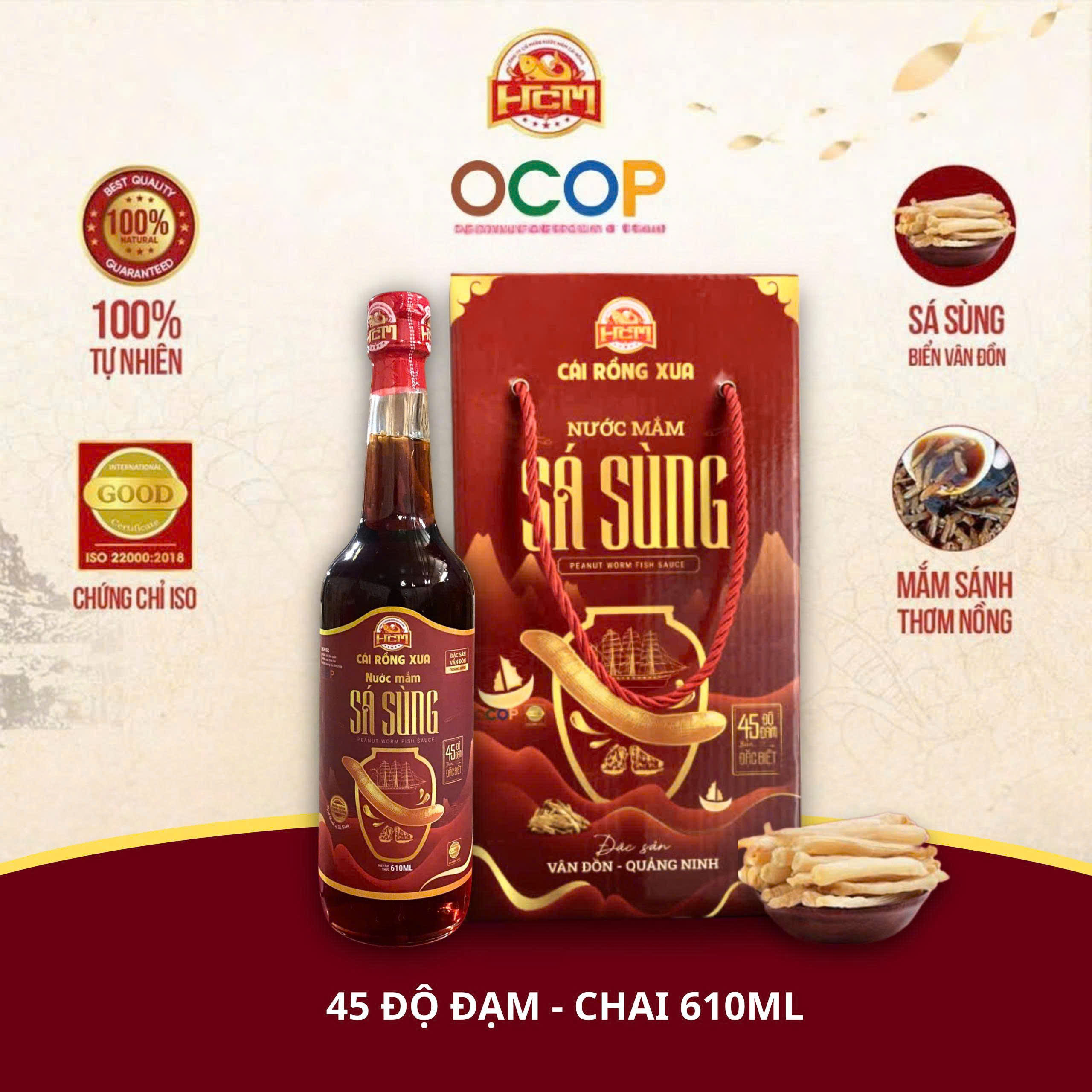 Nước mắm sá sùng 45 độ đạm